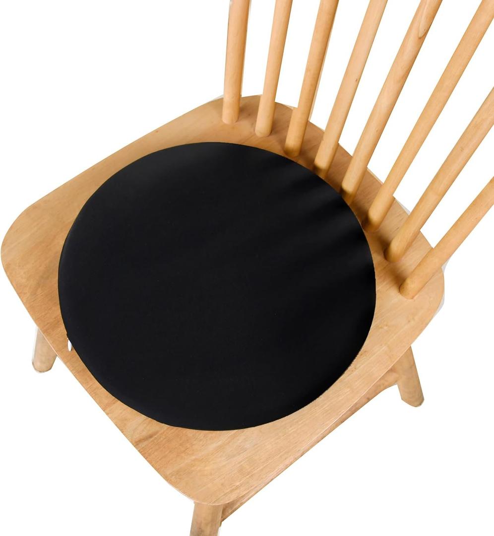 Greenjin 14" Memory Foam Seat Cushion Round Chair Pad for Kitchen Dining Anti-Slip Stool Pad with Removable Cover and Rubber Back Round Seat Cushion for Home Office Black