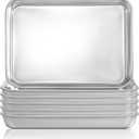 Lyellfe 6 Pack Stainless Steel Plates, Metal Food Tray Plate, 7''L x 5''W Small Baking Sheets for Oven, Food Safe Smooth Polished for Adults, Picky Eaters, Campers, Hand Project