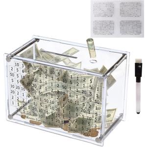 Acrylic Clear Piggy Bank for Adults, 7.4 * 3.9 * 5.1in Acrylic Money Saving Challenge Box, Money Bank for Cash Coin, Saving Box, Fun Home Decor