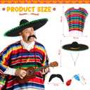 Unittype 6 Pcs Mxeican Costume Set Sombrero Hat Serape Poncho Mustache Maracas Fiesta Outfit Mexco Accessories
