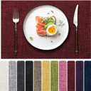 Blue Forest Placemats Set of 4, Dual-Layered Thickened Faux Linen Cloth Place Mats Heat Resistant Machine Washable Wrinkle Free Table Mats Indoor/Outdoor (Red)