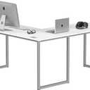 SHW Mission 55 x 60 Inches L-Shape Home Office Computer Desk, White, 55-Inch L-Shaped