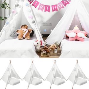 Syhood 4 Pack Inflatable Bed Teepee Tent Sets Include Portable Flocked Airbed Mattress Foldable Play Tents and White Flat Sheets for Indoor Outdoor Camping Birthday Gifts, about 3.3 x 6.6 ft/ 100 x 200 cm