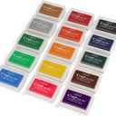 NIUBIER 15 Colors Craft Ink Pads, Washable Finger Stamp Pad for Kids Finger Painting, DIY Crafting, Paper, Wood Fabric, Rubber Stamps, Scrapbook Supplies