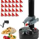 Electric Potato Peeler with 23 Replacement Blades Rotato Express Stainless Steel Automatic Rotating Fruits Fruit Potato Peeler Vegetables Cutter Apple Paring Machine Kitchen Peeling Tool (Black)