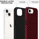 Aesthetic Cases for iPhone 16e, Red Polka Dot Design, Hard Hybrid 2-Layer Cover, Protective Scratch Resistant Shell