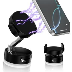 Car Phone Holder2-in-1 Clip & Magnetic Phone Holder for Car [2800gf Super Magnet + Secure Clamp], 360Adjustable Phone Mount for Dashboard/Desk/Gym Mount, Compatible with iPhone & Android (Black)