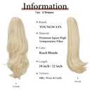 Clip in Ponytail Extension 18 Inch Drawstring Pony Tails Hair Extensions for Women Long Straight Curly Tail Hair piece Synthetic Fake Versatile Pony (Beach Blonde)