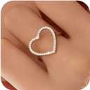 925 Sterling Silver Cute Heart CZ Promise Ring for Women 14K Gold Plated Hollow Shiny Elegant Rings to Daughter Mother Dainty Stackable Ring 2025 Wedding Christmas Halloween Jewelry Gifts