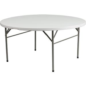Flash Furniture Scarborough 5' Round Plastic Folding Table with Carrying Handle, Plastic Foldable Table for Indoor/Outdoor Events, White