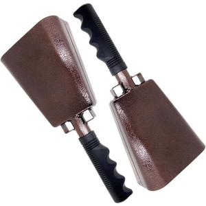 2 x Deke Home - 2 Pack 10 Inch Steel Cowbells with Handle, Loud Noise Makers for Football, Sports, Parties, Competitions, School Spirit & Safety, Large Hand Bell for Cheering & Percussion Instrument (Copper)