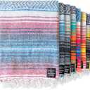 Benevolence LA Authentic Handwoven Mexican Blanket | Yoga Blankets, Outdoor, Picnic, Beach, Camping | Equestrian Saddle | Serape 50x70 inches - Azure, Pack of 1