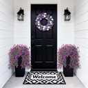 Ammyoo Artificial Hanging Flowers Plants for Outdoors Summer Decoration | 2 Pcs Fake Double Purple Silk Daisy Realistic Outside Faux Floral UV Resistant Porch Patio Window Yard Indoor Decor