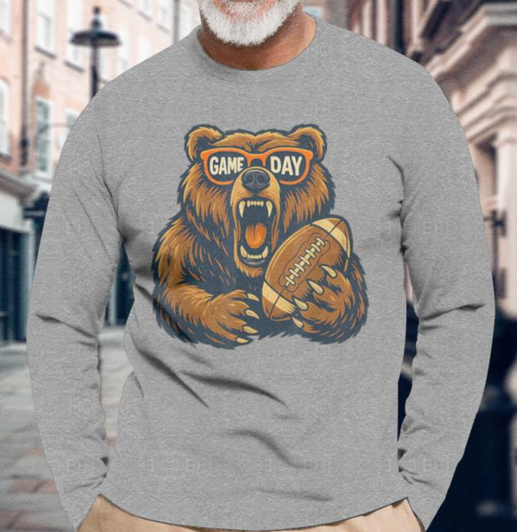 Funny Football Bear Game Day Vintage Shirt Fans Sweatshirt M