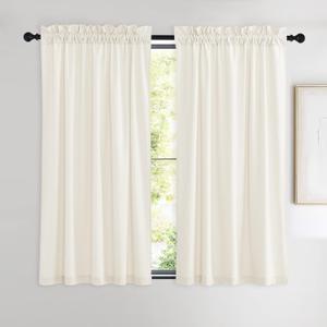 NICETOWN Ivory White Velvet Curtains 54" Length 42" Wide, Light Dimming Thermal Insulated Luxury and Thick Window Treatments for Bedroom Living Room, 2 PCs