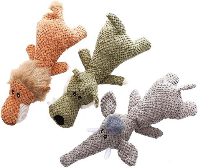 Dog Plush Toy Soft Chew Toy for Dog Cute Durable Dog Toy Stuffed Animal Dog Plush Toy Puppy Pet Mutt Toy Plush Dog Chew Toy Suitable for Large, Medium and Small Dogs 3PCS