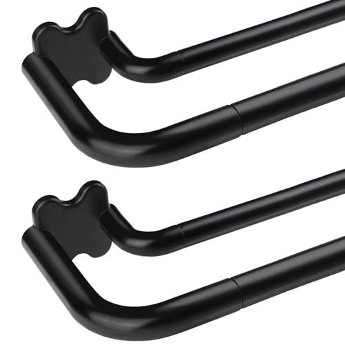 2 Pack Black Wrap Around Double Curtain Rods Set, USFOOK Blackout Dual Curtain Rods for Windows 32 to 58 Inch, 6/8 Inch Room Darkening Curtain Rod, Decorative Drapery Rods for Home