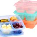 Bentgo Easyboxes 4-Compartment Snack Containers - 8-Piece Set with 4 Trays & 4 Custom-Fit Lids to Seal in Freshness - Reusable Food Storage & Meal Prep Bento BPA-Free Containers (Pastels)