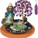 Amethyst Incense Holder Burner, Waterfall Fountain Backflow Cone Burner, Healing Crystal and Stone, Women Gifts for Christma