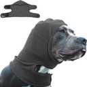 Nanaki Calming Hoodie Dog Ear Covers-No Shake Hematomas Ear Wraps for Dogs, Adjustable Head Wrap Muffs Noise Cancelling Protector, Anxiety Relief, Fireworks & Grooming Bathing, 4th of July, Vet Visit, Large