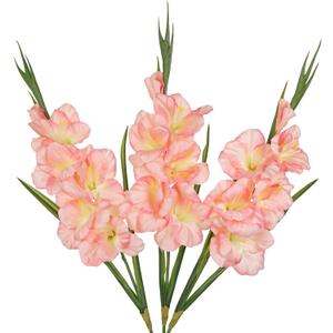 Peachy Pink Gladiolus Artificial Flowers 3 Pcs Silk Flowers with Stems Fake Tropical Flower for Vase Spring Summer Indoor Decoration Faux Florals Stems Fillers for Table Centerpieces Home Decor