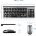 Wireless Keyboard and Mouse Ultra Slim Combo, TopMate 2.4G Silent Compact USB 2400DPI Mouse and Scissor Switch Keyboard Set with Cover, Batteries Included, for PC/Laptop/Windows/Mac - Gray Black