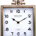 NIKKY HOME Metal Table Clock, Silent Non-Ticking Classic Battery Operated Decorative Mantel Desk Shelf Clock for Living Room Decor - Rose Gold (Large)