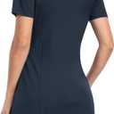 MoFiz Women's Golf Tennis Dress Sports Polo Dress Short Sleeve Quick Dry Casual Workwear Button (Blue, M)