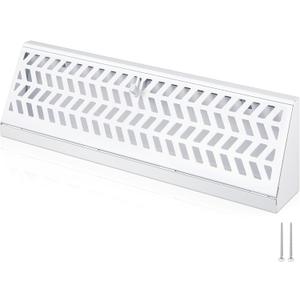 Blulu 1 Pack 15 Inch Baseboard Register Vent Baseboard Vent Covers Heavy Duty Steel Air Diffuser with Adjust Lever for Home Floor Wall Duct Openings HVAC Supply, Chevron Design, Easy to Install(White)