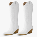 Arromic Cowboy Boots for Women Comfortable Womens Embroidered Western Cowgirl Knee High Boots Pointed Toe Zipper Chunky Heel Country Outfit Retro Tall Boots 10