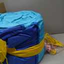Inflatable Bounce House with Water Sprayers, Water Slides Park with Blower, Dartboard, Basketball Hoop, Deep Pool