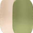 SiinvdaBZX Satin Bassinet Sheet Set 2 Pcs, Silky Soft Fitted Bassinet Sheets for Hourglass, Oval & Rectangular Bassinet Mattress (Beige & Sage Green)