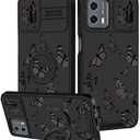 Funermei for Moto G 5G 2024 Case - Women Girls Cute Phone Cover Girly Pretty Aesthetic Black Butterfly Unique Design with Camera Cover and Ring Stand Funda for Motorola G 5G 2024