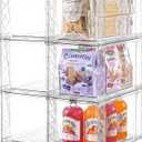 6Pack Stackable Kitchen Storage Organizer, Pantry Organizers and Storage, Clear Foods Organizer Bins with Handles, Easily Assemble for Bathroom, Kitchen, Pantry, Cabinet, Closet (Large)