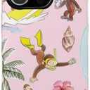 Tropical Splash Curious Monkey George Phone Case Compatible with iPhone 15ProMax, Protective Hybrid 2-Layer Hard Shell, Cute Monkey Tough Case Gift for Women Men Girl Boy