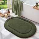 Color&Geometry Oval Green Bathroom Rugs 32x20, Extra Soft Absorbent Microfiber Bath Rugs, Non-Slip Bathroom mat, Washable Plush Bath Mats for Bathroom, Shower, Bathtub, Laundry, Green
