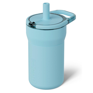 BrüMate Leap 12oz 100% Leakproof Kids Tumbler with Handle & Silicone Soft Straw | Durable Drop Resistant Silicone Sleeve | Made of Insulated Stainless Steel | Cup Holder Friendly | (Glacier)