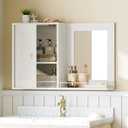 Bathroom Wall Cabinet with Mirror, Medicine Cabinet Mirror, Bathroom Wall Cabinet, Wall Mounted Home Storage, Adjustable Shelf, for Laundry Room, Bedroom, Camper, Hallway, White