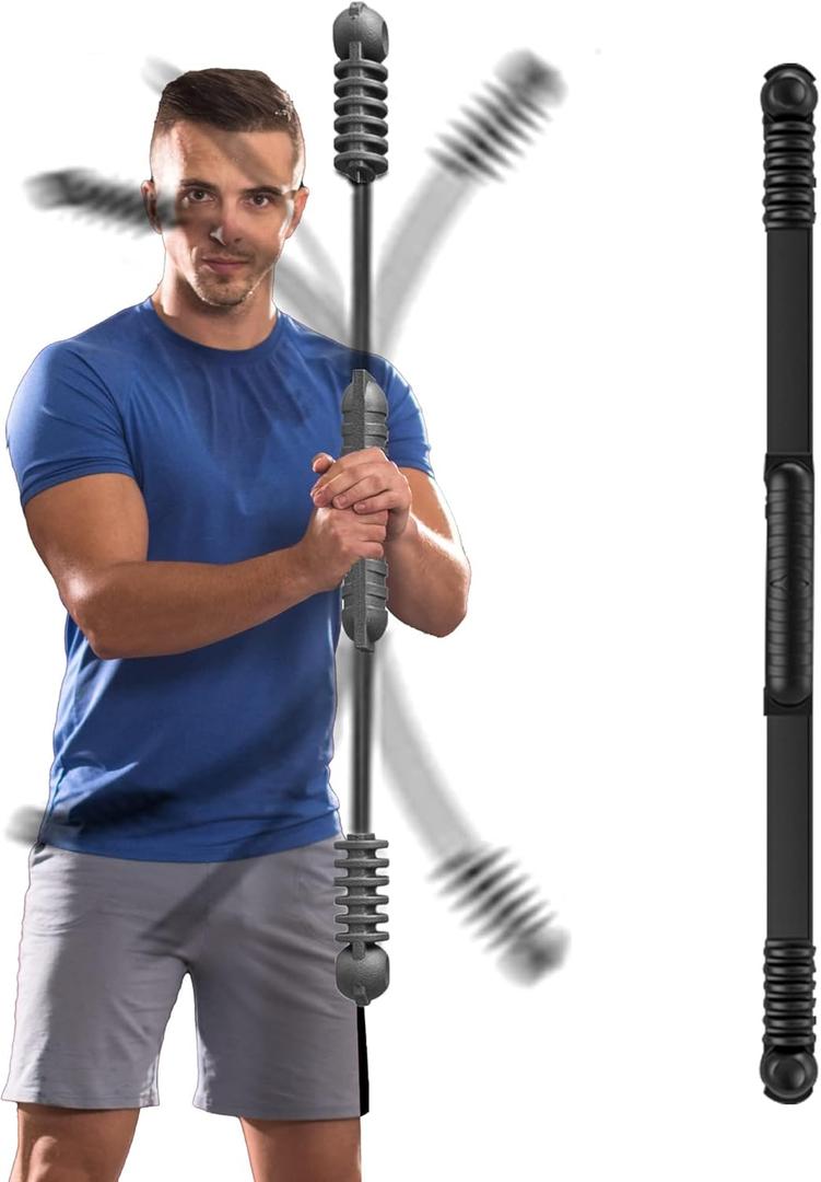 Fitness Bar for Workout,Elastic Exercise Bar, Vibration Weight Stick,Body Physical Therapy,Core Strength Training,Arm Shoulder Stretch At Home Gym. (black)