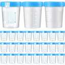 25 Pcs Urine Specimen Cups with Lids and Evident Seal Urine Sample Cups Collection Cup Disposable for Collection and Testing (Blue Lids)