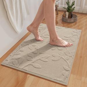Bathroom Rugs Mat Quick Dry Absorbent Non Slip Bath Mat Bath Mats for Bathtub Mat Bathroom Carpet Fit Under Door Washable Floor Bath Rugs Brown 20x32