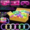 TURNMEON 148 PCS Glow in the Dark Party Supplies Light Up Toys with 24 Led Glasses, 24 Flashing Bracelets and 100 Glow Sticks Bulk Party Favors Birthday Wedding Carnivals Concert Patriotic
