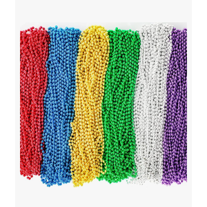 144 Pcs Mardi Gras Beads Bulk, 33 Inch 7mm Carnival Beaded Necklaces Decorations For Mardi Gras Festivals, Mardi Gras Parades, Night Club Dress-up Events Party Costume