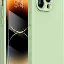 Miracase Designed for iPhone 14 Pro Max Phone Case with Screen Protector,[Upgraded Enhanced Camera Protection],Shockproof Liquid Silicone Case with Microfiber Lining,6.7 inch, Matcha Green