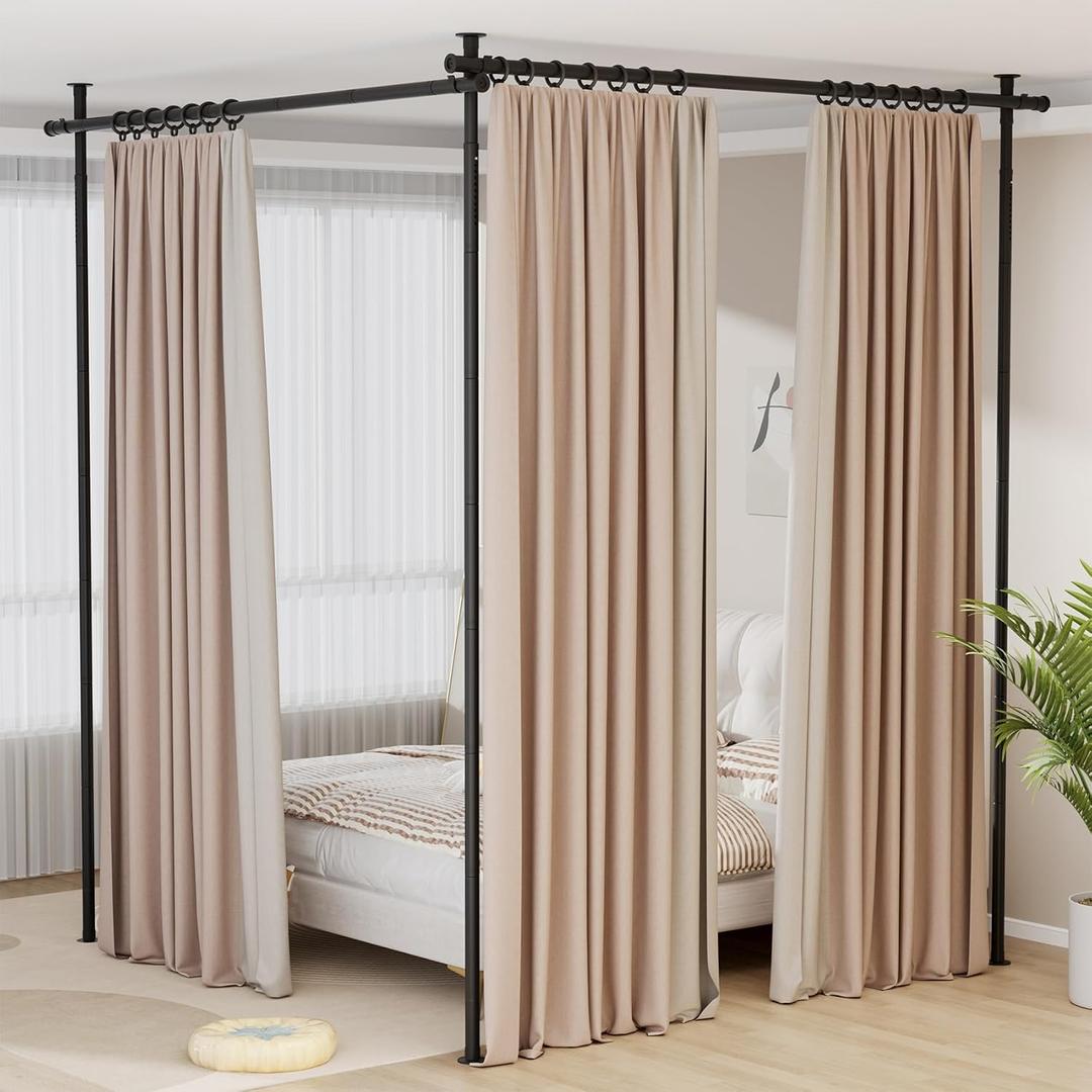 Mr IRONSTONE Room Divider Curtain Rod No Drilling, Partition Room Dividers 4-10ft(H) 28-144inch(W) Adjustable, Heavy Duty Tension Rod Floor to Ceiling Freestanding, Wall Divider for Room Separation