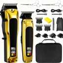 Hair Clippers for Men Professional, Cordless Clippers for Hair Cutting, Zero Gap Trimmer, Mens Clippers and Trimmers Set, Hair Clipper Set &Barber Kit with Case, Scissors and Apron, Mens Gifts