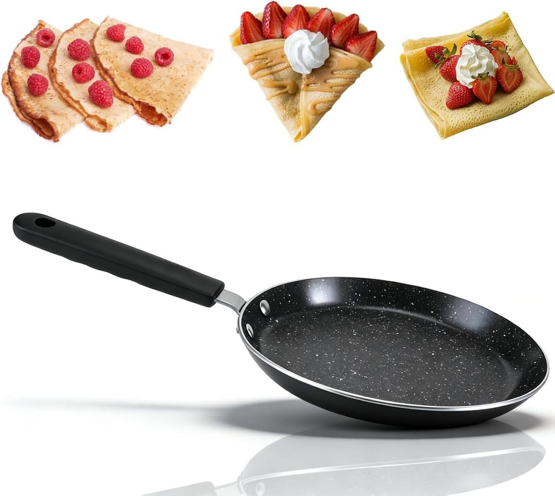 Nonstick Crepe Pan,6/8/10inch Flat Skillet Tortilla Pan,Crepe Pancake Pan Round Shape Aluminum Alloy Portable Griddle Pancake Maker Pan(6inch)