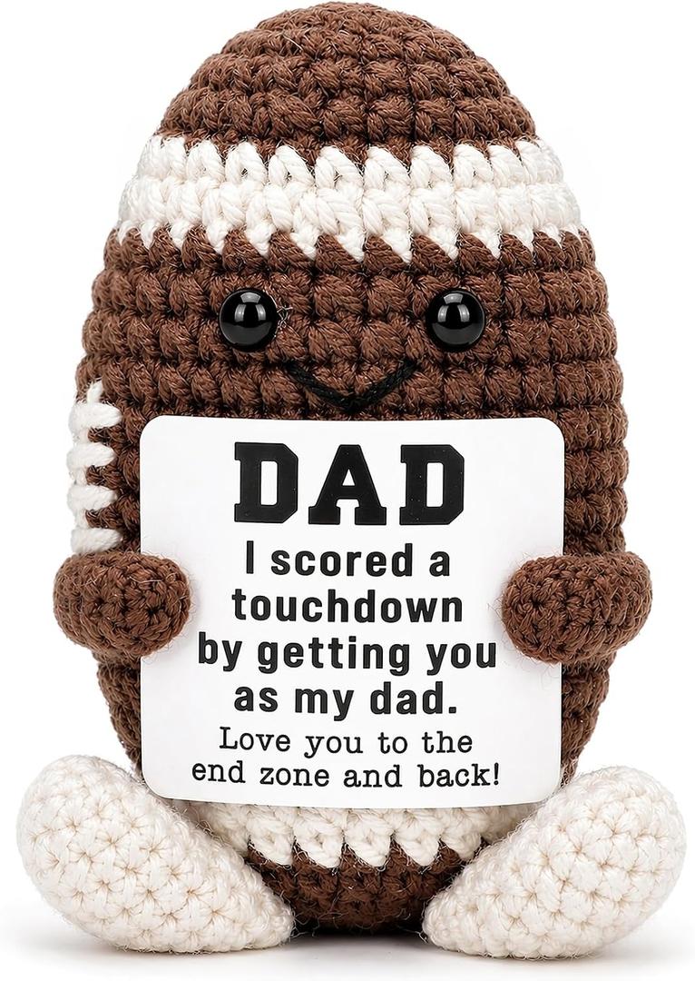2 x Mini Dad Gifts from Daughter Son Wife Handmade Positive Crochet Football