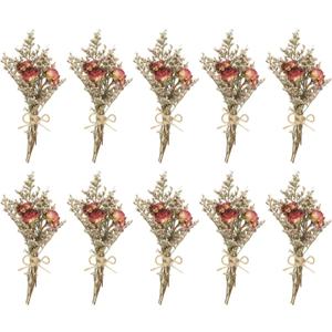 PATIKIL Mini Dried Flower Bouquet, 10 Pcs Rose Natural Wildflower with Stem Decor Baby's Breath Boho Floral Plant Flower for Crafts DIY Photo Props Gift Wedding Decor, Dark Red