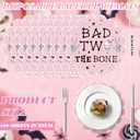 100 Pcs Bad Two The Bone Christmas Party Decorations Girl, Pink Scalloped Skeleton Paper Placemats Bad to The Bone 2nd Birthday Decorations Party Supplies Disposable Placemats Set for Girls Birthday